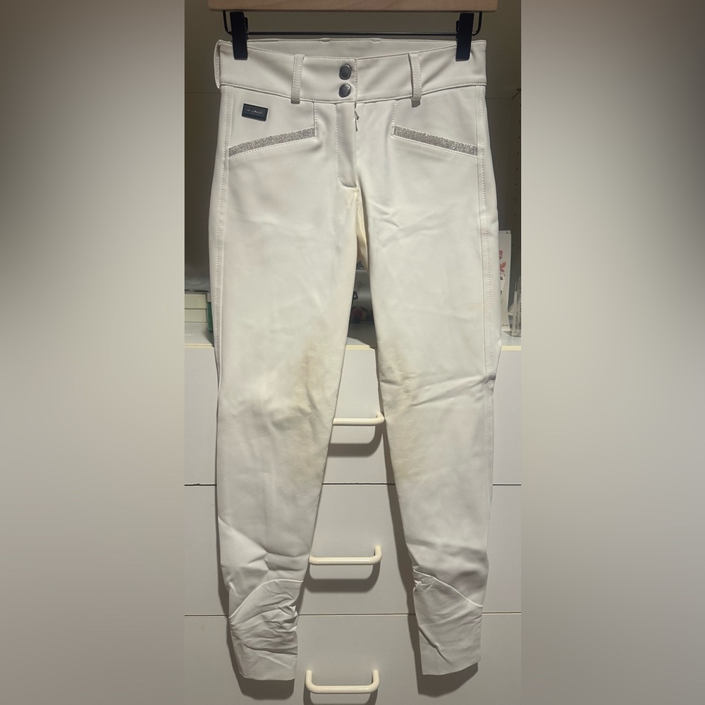 Iago Italia Equestrian Riding Show Breeches, White, Size 24, Good Condition - Picture 2 of 14